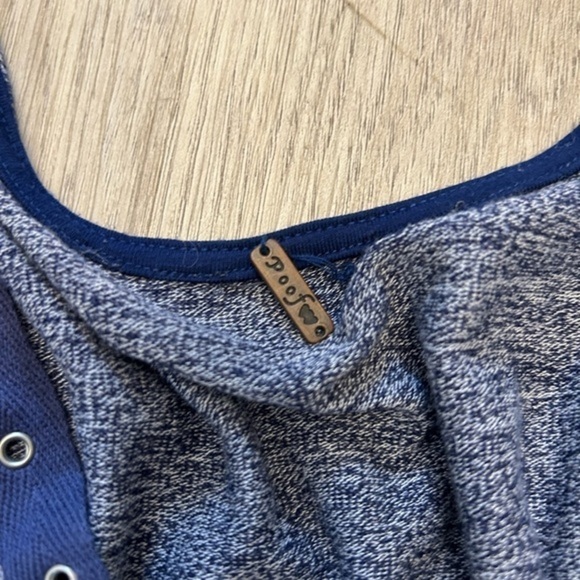 POOF! sexy form fitting long sleeve flattering dress. Heather blue. Lace up top - Picture 5 of 11